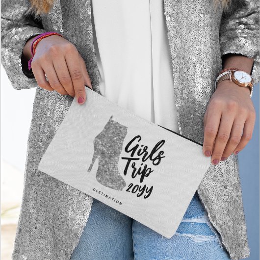 ガールズトリップディスコパーソナライズされた鏡シルバーブーツ アクセサリーポーチ