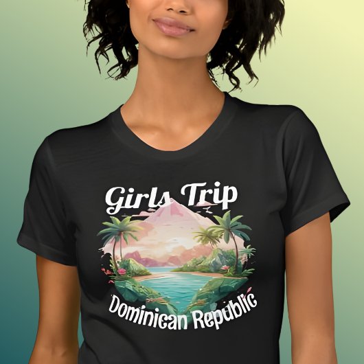ガールズトリップドミニカ共和国の編集可能文字 Tシャツ
