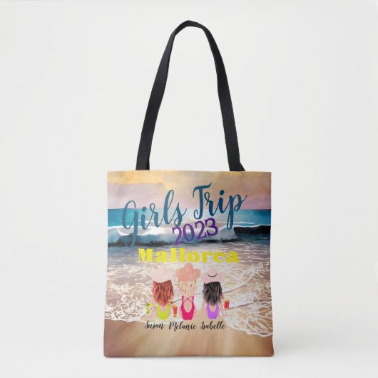 ガールズトリップビーチシー海ホリデーパーソナライズされた トートバッグ (正面)