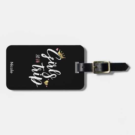 ガールズトリップ金ゴールドクラウンピンクハートバケーション ラゲッジタグ (正面横)