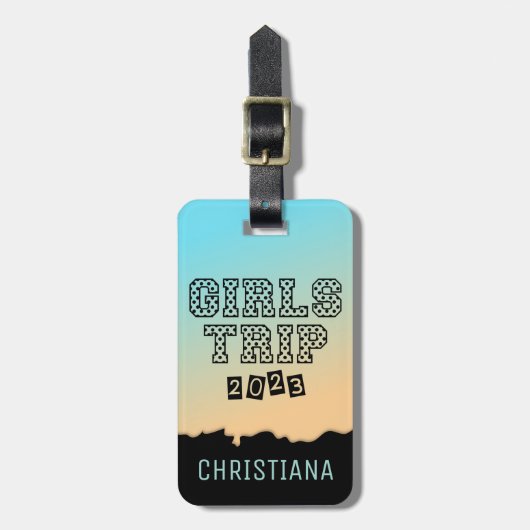 ガールズトリップ2023ガールズウィークエンドバケーショングラデーション ラゲッジタグ (正面縦)