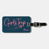 ガールズトリップ2024飛行機ブルーピンク ラゲッジタグ (正面横)