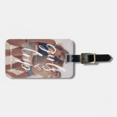 ガールズトリップ |写真とQRコードを含むトレンディースクリプト ラゲッジタグ (正面横)