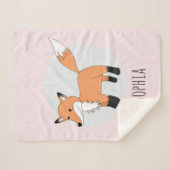 ガールズトレンディーウッドランドフォレストキツネとネームキッズ シェルパブランケット (正面(横))