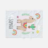 ガールズトレンディーモダンアンドレインボーラマアルパカ フリースブランケット (正面(横))