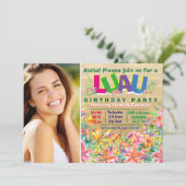 ガールズトロピカルルアウ(ハワイ式宴会)フォトバースデーパーティー 招待状 (スタンド正面)