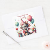 ガールズドラゴンをテーマにした誕生日パーティー スクエアシール (封筒)