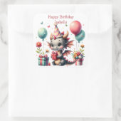 ガールズドラゴンをテーマにした誕生日パーティー スクエアシール (バッグ)