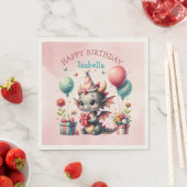 ガールズドラゴンをテーマにした誕生日パーティー スタンダードランチョンナプキン (インサイチュ)