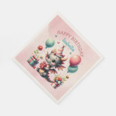 ガールズドラゴンをテーマにした誕生日パーティー スタンダードランチョンナプキン (角)