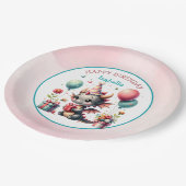 ガールズドラゴンをテーマにした誕生日パーティー ペーパープレート (アングル)