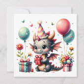 ガールズドラゴンをテーマにした誕生日パーティー 招待状 (正面)