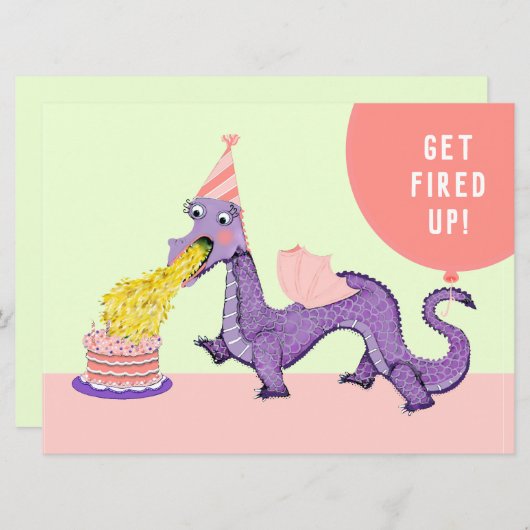 ガールズドラゴンバースデーパーティ招待状 招待状 (正面/裏面)