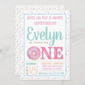 ガールズドーナツ最初の誕生日パーティー 招待状 (正面/裏面)