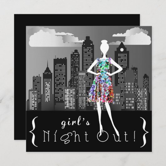 ガールズナイトアウトザタウンパーティー招待状 招待状 (正面/裏面)