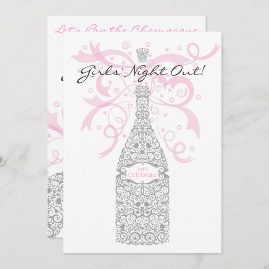 ガールズナイトアウトシャンパンバチェロレッテ 招待状 (正面/裏面)