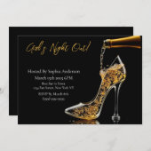 ガールズナイトアウトスティレットと泡立ち 招待状 (正面/裏面)