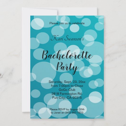ガールズナイトアウトパーティーお祝い|青 招待状 (裏面)