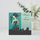 ガールズナイトアウトパーティー-ティール（緑がかった色） 招待状 (スタンド正面)