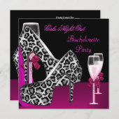 ガールズナイトアウトピンクシューズHiハイヒールChampagne 2 招待状 (正面/裏面)