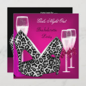 ガールズナイトアウトピンクシューズHiハイヒールChampagne 3 招待状 (正面/裏面)