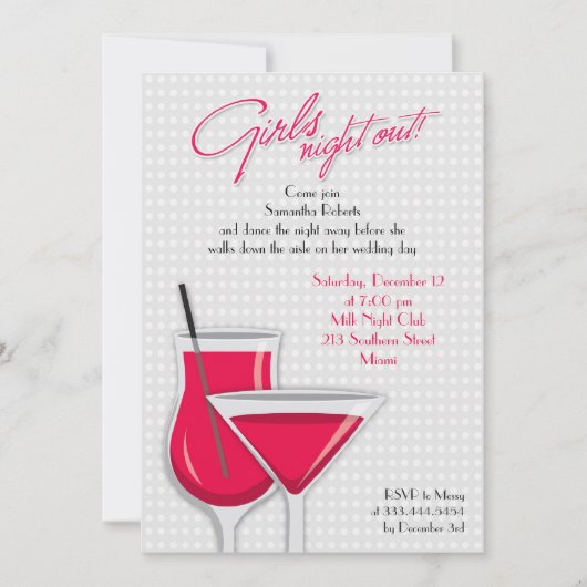 ガールズナイトアウトフラット招待状 招待状 (正面)