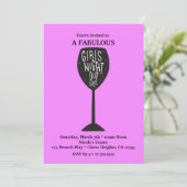 ガールズナイトアウトワイングラス任意の色のパーティー 招待状 (スタンド正面)