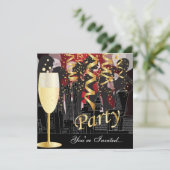 ガールズナイトアウト誕生日パーティー | メタリックレッド 招待状 (スタンド正面)