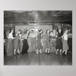 ガールズナイトアウト、1938年。ヴィンテージ写真 ポスター