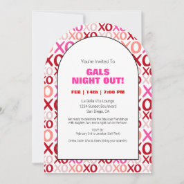 ガールズナイトアウトXOXOピンクアーチガレンティーヌデイパーティー 招待状
