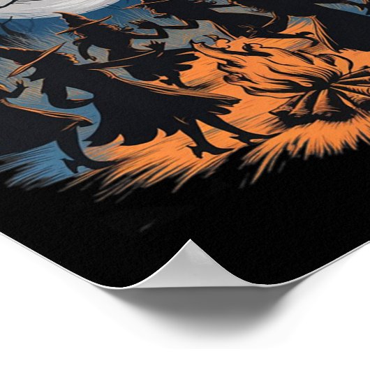 ガールズナイトウィッチコーベンハロウィーンデザイン不気味F ポスター (角)