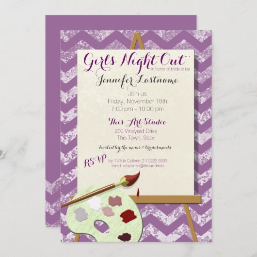 ガールズナイト絵を描ズ・アートパーティー 招待状 (正面/裏面)