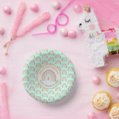 ガールズナチュラルボホレインボーパーティーミントグリーン ペーパーボウル (パーティー)