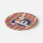 ガールズネイビ航海のーブルーピンク金ゴールド赤ちゃんシャワー ペーパープレート (アングル)