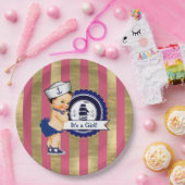 ガールズネイビ航海のーブルーピンク金ゴールド赤ちゃんシャワー ペーパープレート (パーティー)