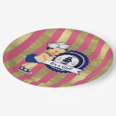 ガールズネイビ航海のーブルーピンク金ゴールド赤ちゃんシャワー ペーパープレート (アングル)