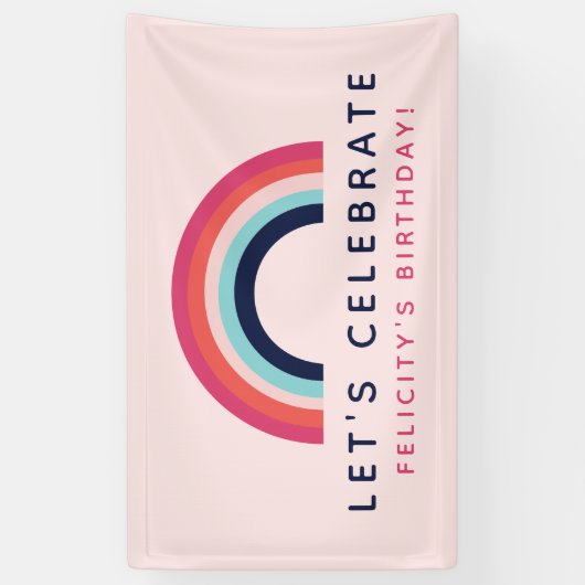 ガールズネームパーソナライズされたレインボーテーマ 横断幕 (縦)