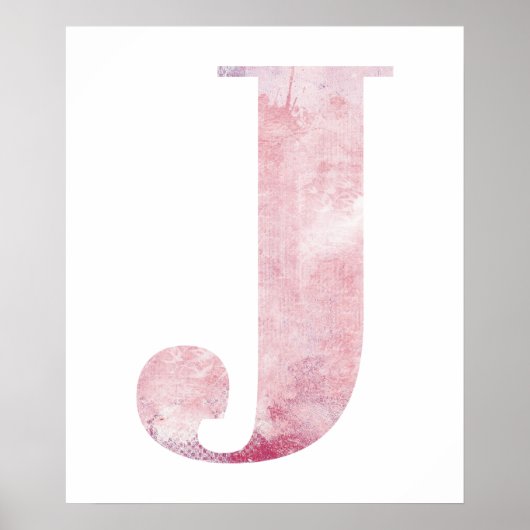 ガールズネームレターJボーホピンクウォーターカラーポスター ポスター (正面)