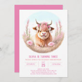 ガールズハイランドカウブリスピー誕生日 招待状 (正面/裏面)