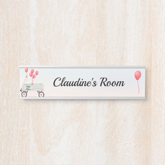 ガールズハッピーバースデーワゴンぶら下がったのネームプレート名 サインプレート (正面)