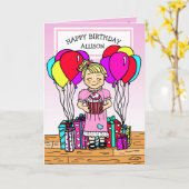 ガールズハッピーバースデー カード (黄色い花)