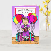 ガールズハッピーバースデー カード (黄色い花)