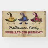 ガールズハロウィーンウィッチ子供の誕生日パーティー 横断幕 (横)
