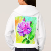 ガールズハンズコンフォートブレンド®フード付きスウェットシャツ-バラ (裏面)