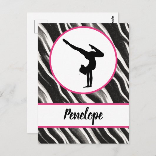 ガールズハンドスタンドゼブラプリントフェイクファー ポストカード (正面/裏面)