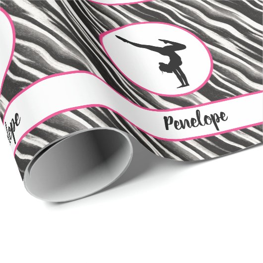 ガールズハンドスタンドゼブラプリントフェイクファー ラッピングペーパー (ロールコーナー)