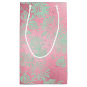 ガールズバウティゾピンクミントグリーンダマスク金ゴールドクロス スモールペーパーバッグ (裏面)