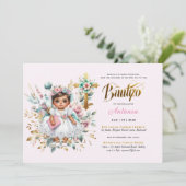 ガールズバウティゾピンク金ゴールドフローラクロス 招待状 (スタンド正面)