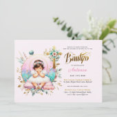 ガールズバウティゾピンク金ゴールドフローラクロス 招待状 (スタンド正面)