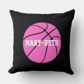 ガールズバスケットボール名前をカスタムするピンク装飾用クッション クッション (正面)